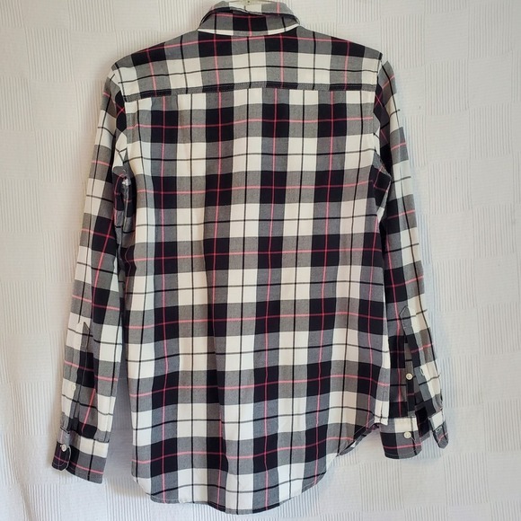 Lauren Ralph Lauren Plaid Flannel Shirt Roll Tab Pockets Womens Small - Picture 7 of 8